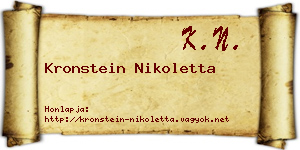 Kronstein Nikoletta névjegykártya
